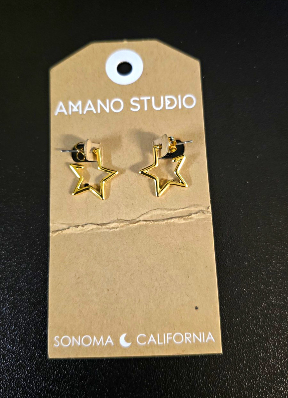 Amano Studio Gold Super Star Hoop Earrings NWT Boho Celestial Fashion Jewelry